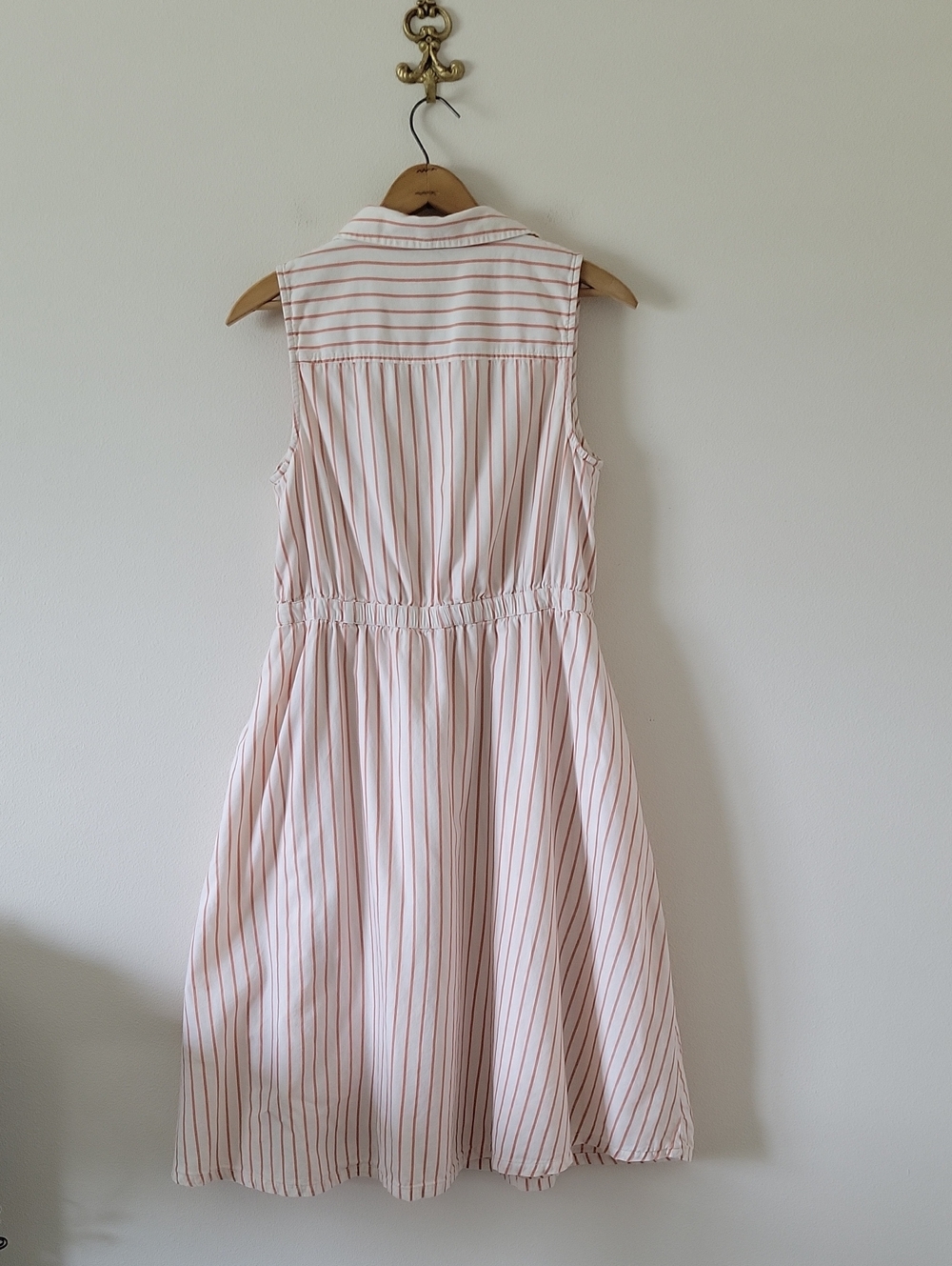 Pact Orange Striped Cotton Sleeveless Shirt Dress Size Medium - Picture 4 of 11